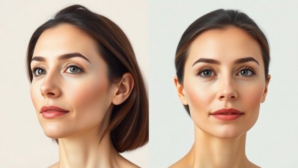 Detailed comparison of facelift changes on a woman's face for Denise Richards facelift transparency.