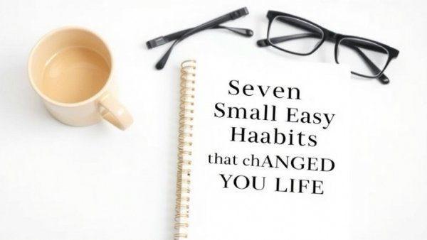 Minimalist ebook cover with coffee and notebook on tablet.