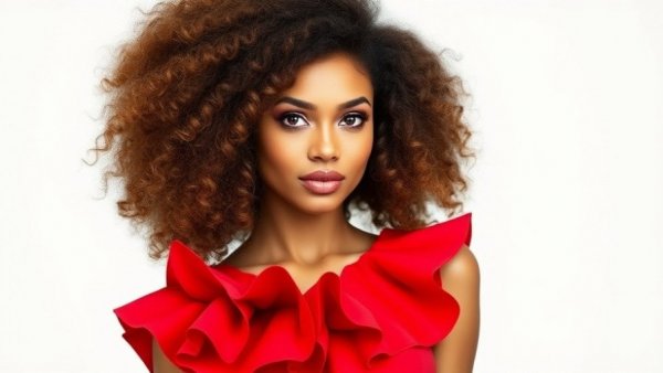 Woman with voluminous curly hair demonstrating at-home hair extensions tips.