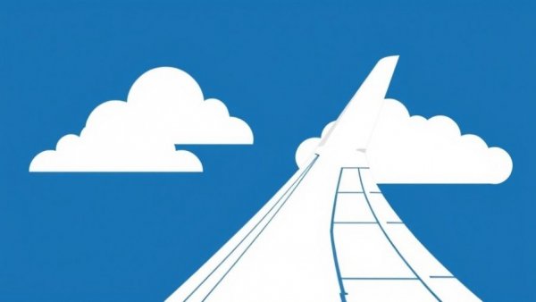 Minimalist logo with airplane wing and clouds, perfect for learn to fly theme.
