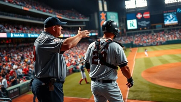 Automated ball-strike challenge during intense baseball game.