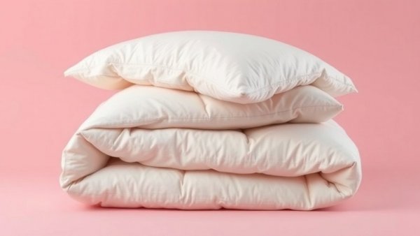 Best Comforters for Hot Sleepers in soft pastel colors on a pink background.