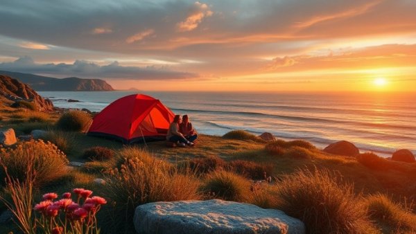 How Present-Moment Awareness Can Make Life More Meaningful: Sunset camping by the sea.