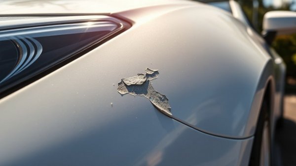 Close-up of car with visible paint damage possibly from pollen.