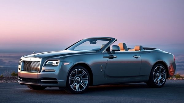 Rolls-Royce Project Nightingale convertible against a serene horizon.