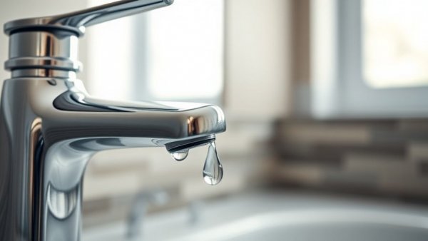 Dripping faucet symbolizing water conservation tips.
