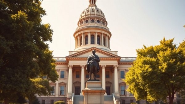 Illinois State Capitol and statue illustrating Millionaire's Tax impact.