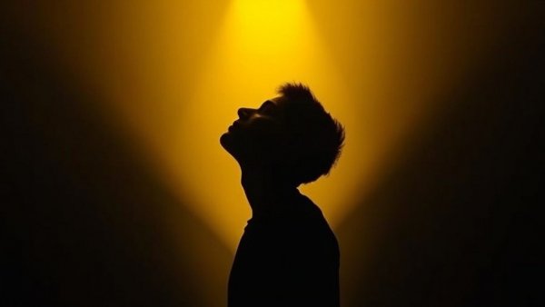 Ethereal silhouette person in yellow spotlight, lessons on vanity.