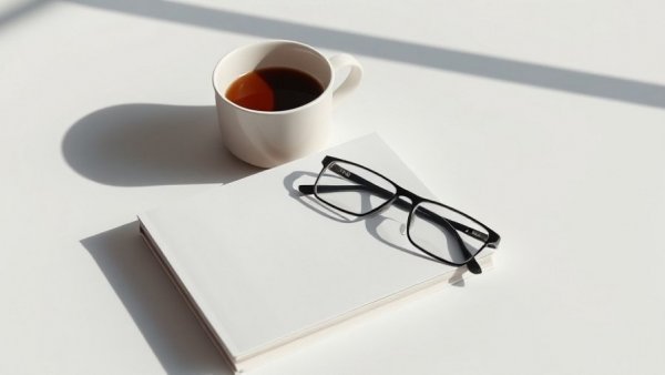 Minimalist book cover with coffee and glasses discussing easy habits
