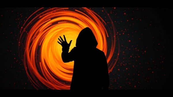 Abstract shadow with orange circle depicting emotional healing concepts.