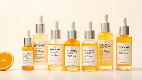 Collection of Korean vitamin C serums in vibrant packaging.