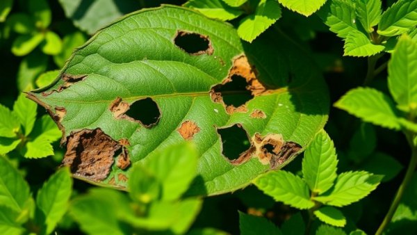 Delaying Tree Treatment in Kansas City shown by damaged leaf with holes.
