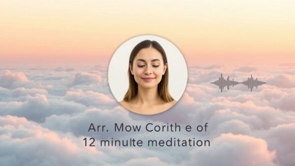 12-minute meditation to cultivate gratitude: portrait and text overlay promoting meditation.
