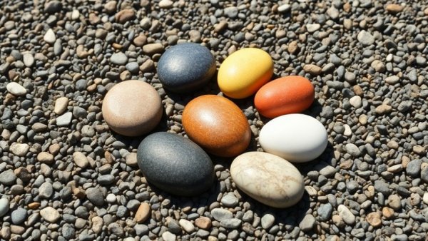 Artistic DIY landscaping with rocks forming a paw print on gravel.