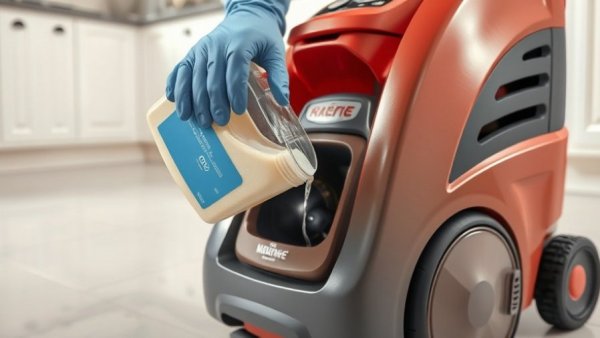 DIY carpet cleaner being poured into a cleaning machine
