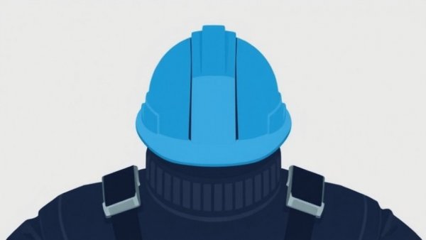 Minimalist blue helmet and gear illustration.