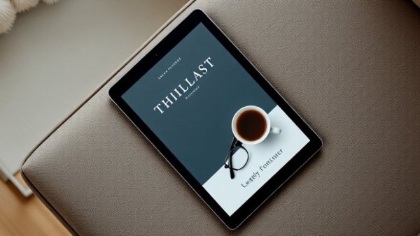 Minimalist book cover with coffee and glasses on tablet.