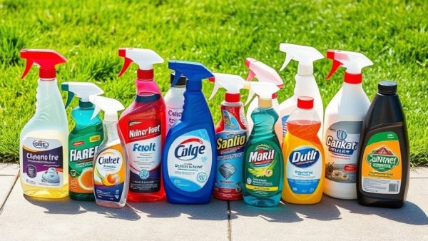 Assorted concrete cleaners on driveway showcasing best options.