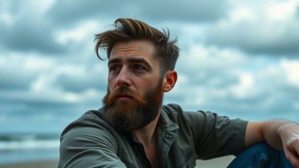 Mindfulness New CEO Joseph Russell sitting thoughtfully on a beach.