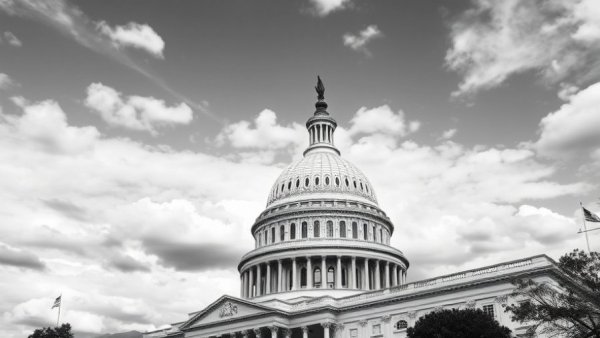 Monochrome U.S. Capitol dome symbolizing CBO federal debt projections.
