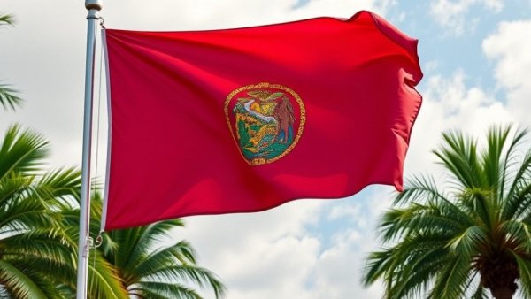 Florida state flag waving near palm trees symbolizing property tax relief amendment.