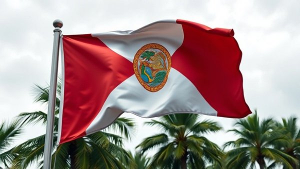 Florida state flag waving among palm trees, conveying Florida Property Tax Proposal.
