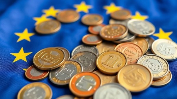 Euro coins on EU flag symbolizing Digital Services Taxes EU Budget.
