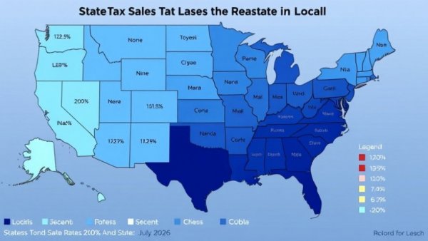 US map showing state and local sales tax rates 2026
