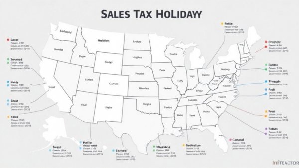 Map highlighting states with sales tax holidays 2026.