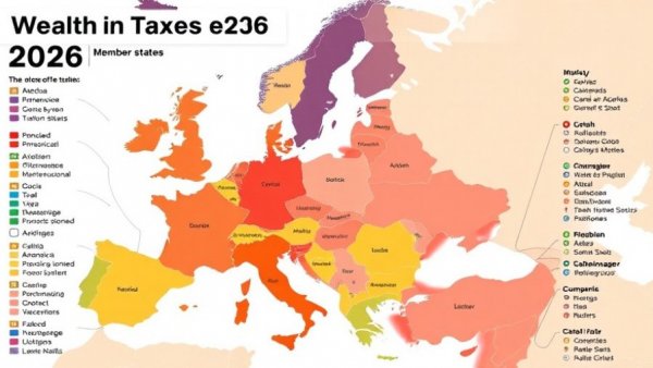 Map showing wealth taxes in Europe 2026 with color codes.