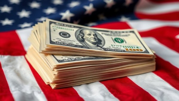 Close-up of $100 bills on American flag symbolizing Trump Accounts Saving