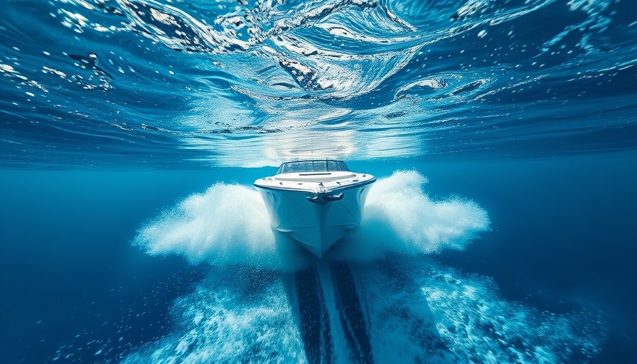 Underwater view of Regal Boats slicing through vibrant blue water.