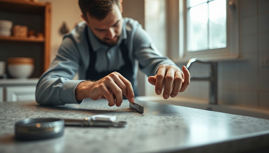 Craftsman measuring a bathroom countertop, illustrating best countertop materials.