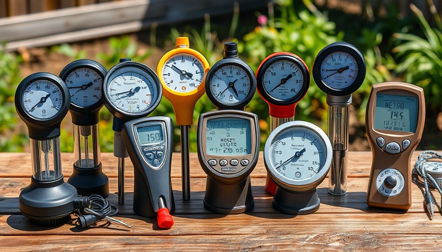 Assorted Best Soil Moisture Meters displayed on table.