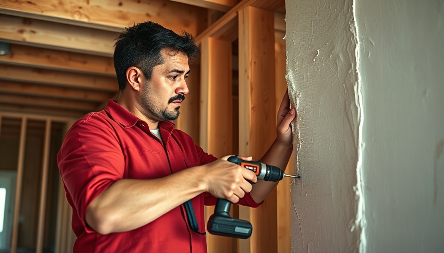 Man installing drywall with a power drill, highlighting common drywall mistakes.