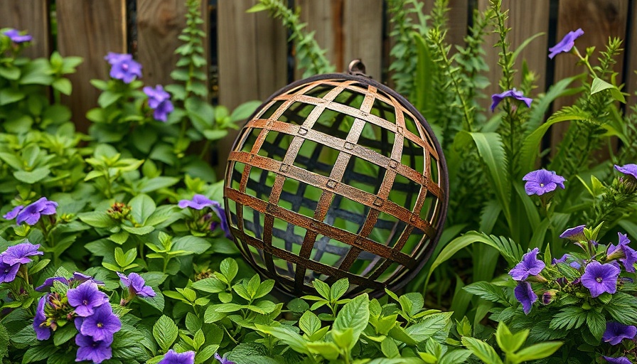 DIY garden globes in a lush garden setting.