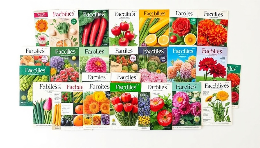 Assorted seed catalog covers with vibrant vegetables and flowers.