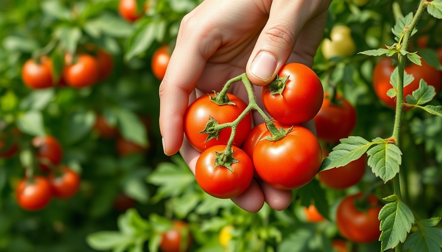 Grow cherry tomatoes at home with hands picking ripe tomatoes.