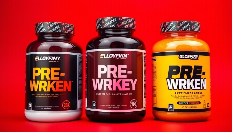 Top pre-workout powders 2025, vibrant labels against red background.