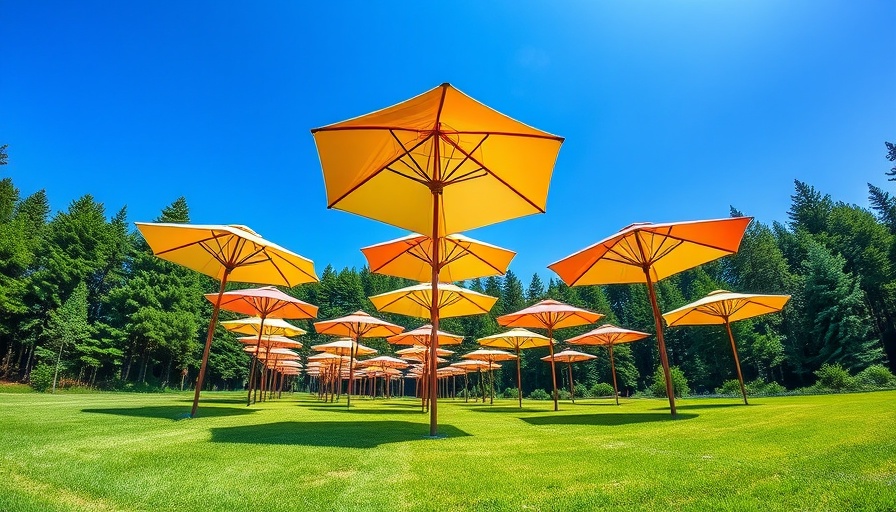 Colorful cantilever umbrellas in a sunny green field, best cantilever umbrellas.