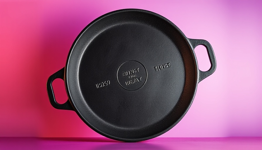 Stargazer Cast Iron Skillet top and bottom view against gradient.