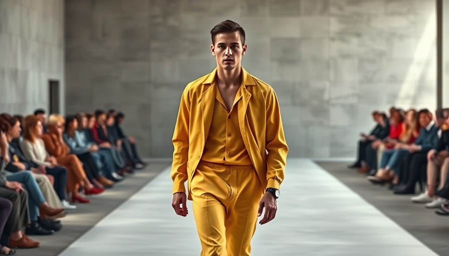 Paris Fashion Week Men's Highlights runway model in yellow outfit.