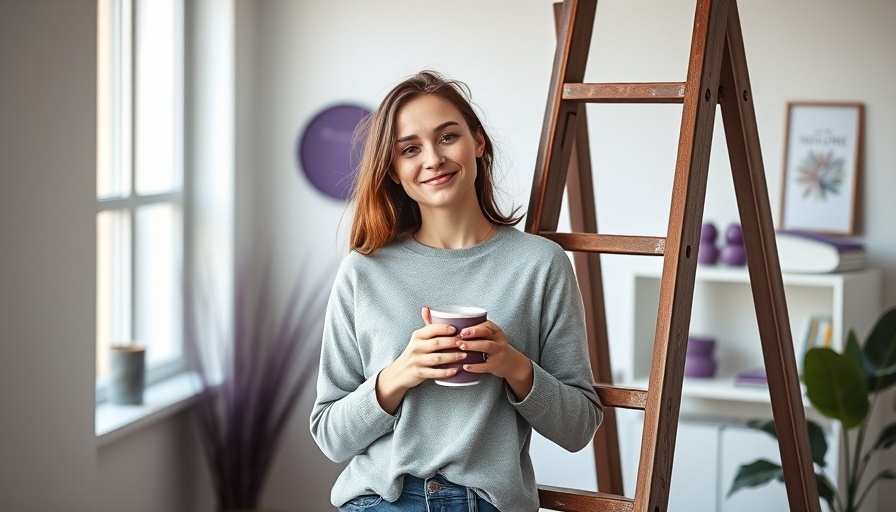 Casual young woman in a purple room without medical insurance context.