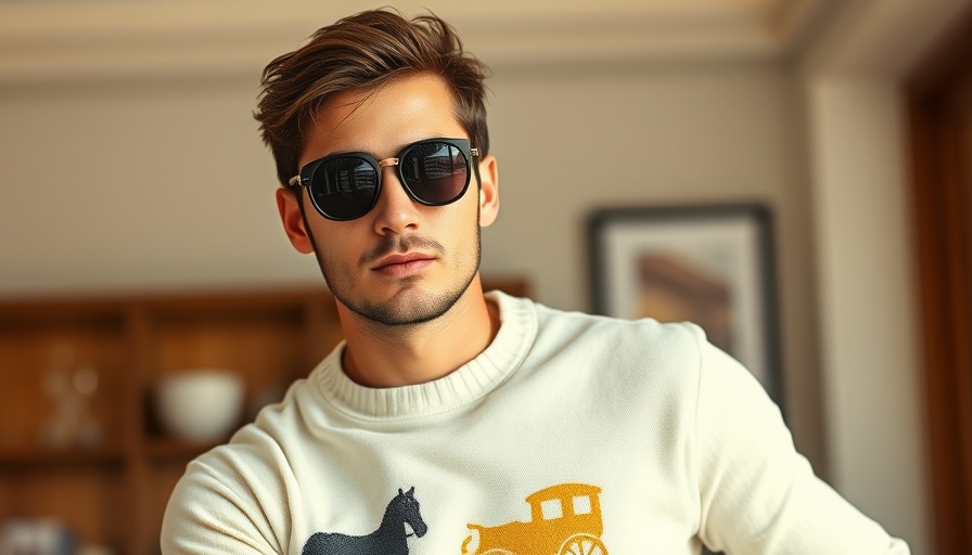 LVMH Eyewear Expansion, male model in round sunglasses and stylish sweater.