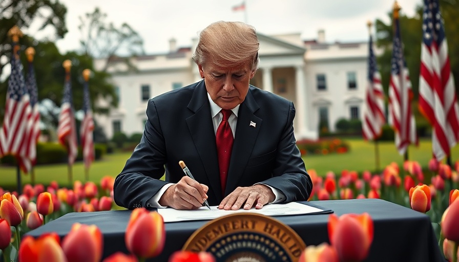 Trump Tariffs and Tax Cuts document signing at White House.