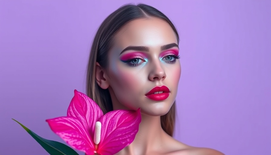 Young woman with artistic makeup holding an anthurium at Vogue Business Beauty Index 2025 Events.