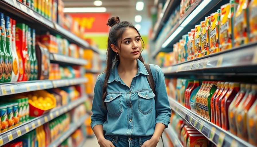 Trump Tariffs Food Prices: Woman shopping in grocery store aisle