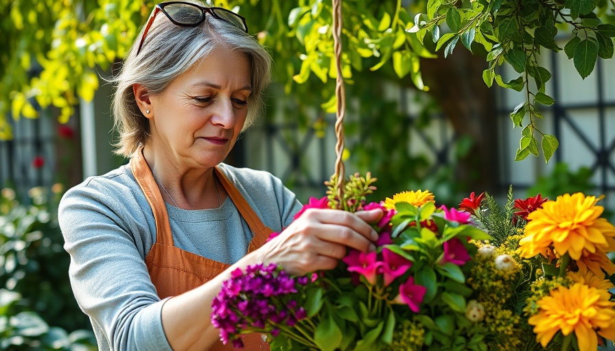 Herbs to Grow in Your Cut Flower Garden: Woman arranging herbs and flowers.