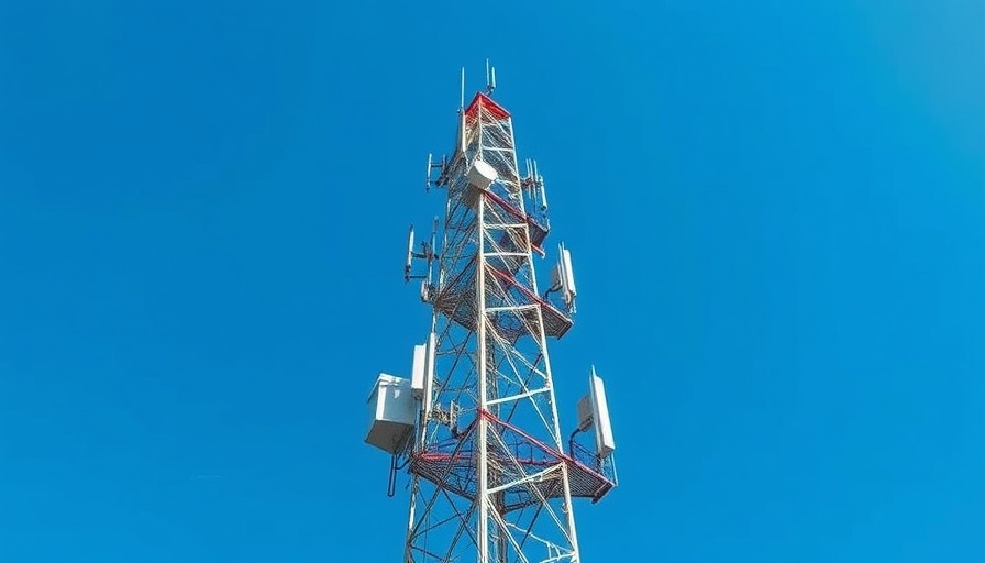 Tall cellular tower with antennas representing Cellular Internet Connectivity.