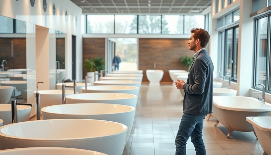 Couple considering bathtub options in showroom, buying considerations.